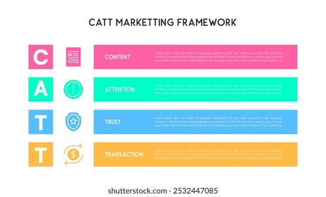 CATT Marketing Framework Horizontal Banner with Icon and Color Blocks Vector Illustration