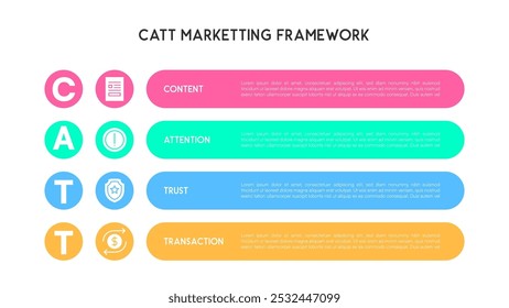 CATT Marketing Framework Horizontal Banner with Icon and Color Blocks Vector Illustration