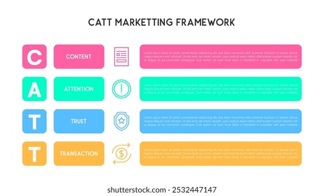 CATT Marketing Framework Horizontal Banner with Icon and Color Blocks Vector Illustration