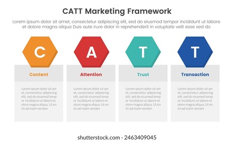 Plantilla de la etapa de 4 puntos con la caja de la tabla con la insignia hexagonal de la cabecera para el Vector de la presentación de la diapositiva