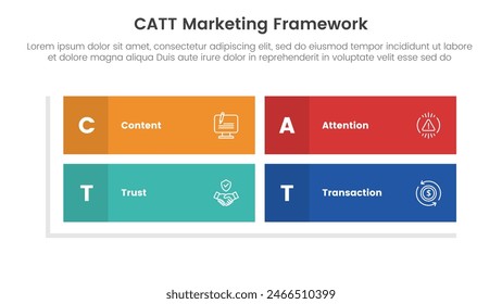 catt marketing framework infographic 4 point stage template with rectangle matrix structure shape for slide presentation vector