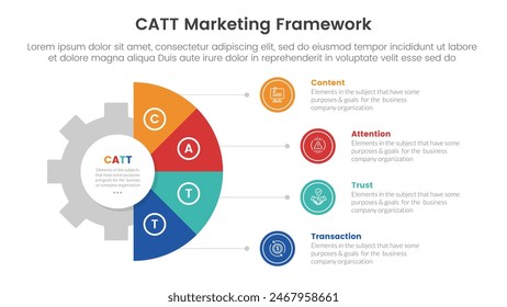 Plantilla de la etapa de 4 puntos con la forma del engranaje en la Vertical de medio círculo para el Vector de la presentación de la diapositiva