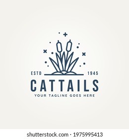 cattail above the water minimalist line art logo vector illustration design. simple modern creek logo concept