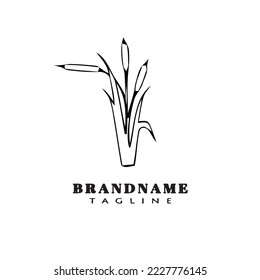 cattail cartoon logo design icon black modern isolated vector illustration