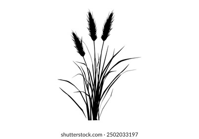 Cattail Flower Black Silhouette Clipart, Cattail Silhouette Vector art