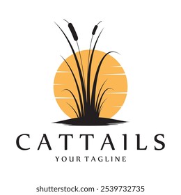 logotipo de grama de cauda para plantas fluviais, ecossistemas fluviais, campo, montanhas, lagos, arbustos vetor