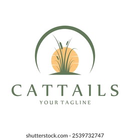logotipo de grama de cauda para plantas fluviais, ecossistemas fluviais, campo, montanhas, lagos, arbustos vetor