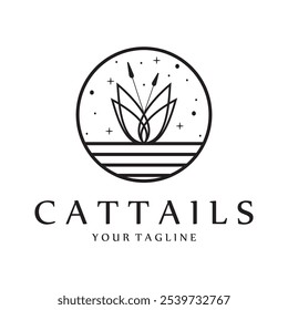 logotipo de grama de cauda para plantas fluviais, ecossistemas fluviais, campo, montanhas, lagos, arbustos vetor