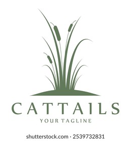 logotipo de grama de cauda para plantas fluviais, ecossistemas fluviais, campo, montanhas, lagos, arbustos vetor