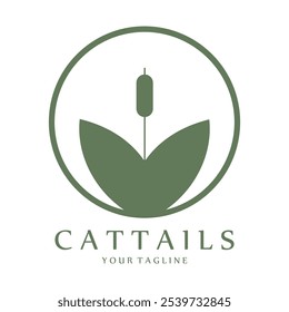 logotipo de grama de cauda para plantas fluviais, ecossistemas fluviais, campo, montanhas, lagos, arbustos vetor