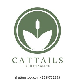 cattail grass logo for river plants, river ecosystems, countryside, mountains, lakes, bushes vector