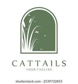 logotipo de grama de cauda para plantas fluviais, ecossistemas fluviais, campo, montanhas, lagos, arbustos vetor