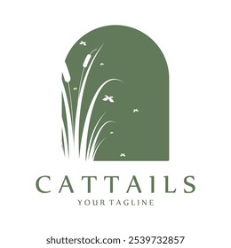 logotipo de grama de cauda para plantas fluviais, ecossistemas fluviais, campo, montanhas, lagos, arbustos vetor