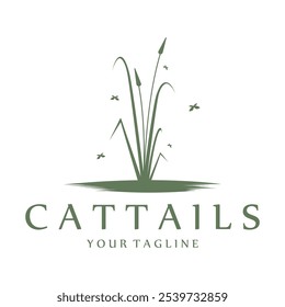 logotipo de grama de cauda para plantas fluviais, ecossistemas fluviais, campo, montanhas, lagos, arbustos vetor