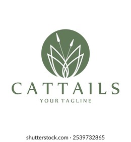logotipo de grama de cauda para plantas fluviais, ecossistemas fluviais, campo, montanhas, lagos, arbustos vetor