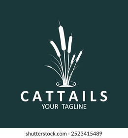 cattail grass logo vector illustration design, circle emblem , elegant decoration logo , monoline design. cattail silhouette vector design. 