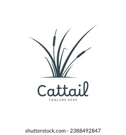 Cattail Grass Minimalist Design Vector Illustration. Cattail Logo Icon.