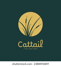 Cattail Grass Minimalist Design Vector Illustration. Cattail Logo Icon.