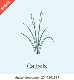 cattail icon logo design vector flat modern isolated illustration