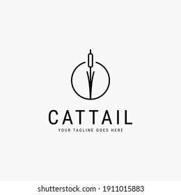 Cattail line art minimalist logo vector illustration design