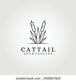 cattail logo cattails vector illustration design graphic template monoline concept