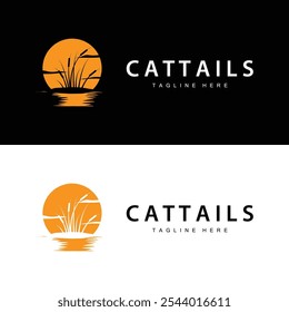 Modelo de Símbolo de Ilustração Simples de Vetor de Logotipo Cattail