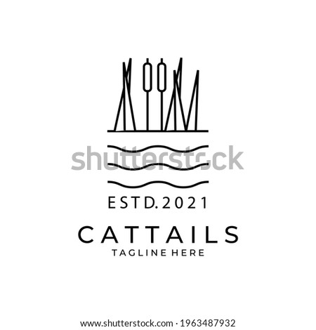 Cattail Logo line art Vector Vintage Illustration design Сток-фото © 