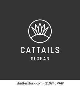Cattail Logo Vector Illustration Design. Simple Modern Minimalist Cattail Logo Design on black backround