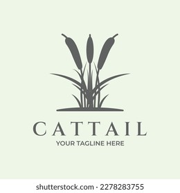 cattail logo vintage minimalist illustration icon nature