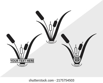 Cattail Monogram SVG Printable Vector Illustration