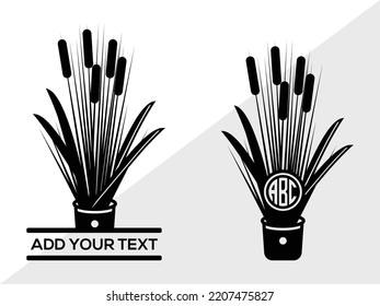 Cattail Monogram SVG Printable Vector Illustration