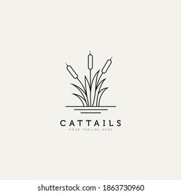 cattail plant outline minimalist logo template vector illustration design 