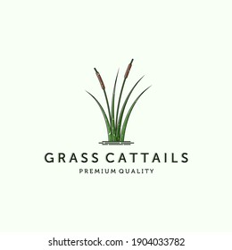 Cattail or Reed Logo Vector Illustration Design. Simple Modern Minimalist Cattail Logo Design. Creative Cattail Illustration Logo Concept