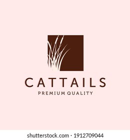 Cattail or Reed Logo Vector Illustration Design. Simple Modern Minimalist Cattail Logo Design. Creative Cattail Illustration Logo Concept