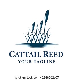 Cattail Reed River Logo Design Vector Water Creek Lake Swamp Logo Design simple Vector.