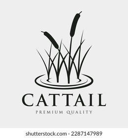 Cattail Reed River Logo Design Vector Water Creek Lake Swamp Logo Design simple Vector