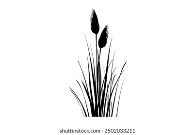 Cattail Silhouette Vector, Cattail Flower Silhouettes Clipart