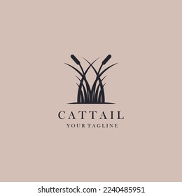 cattail vintage logo illustration vector, grass design graphic illustration
