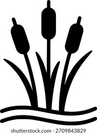Rinder Feuchtgebiet Pflanze in festem Zeichen, Symbol, Vektor, Kunst