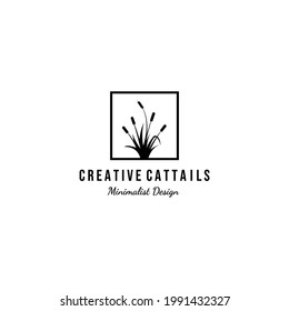 cattails design vintage logo illustration minimalist premium quality