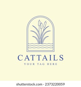 cattails icon template simple minimalist vector illustration vintage graphic design