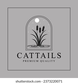 cattails icon template simple minimalist vector illustration vintage graphic design
