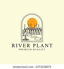 cattails icon template simple minimalist vector illustration vintage graphic design