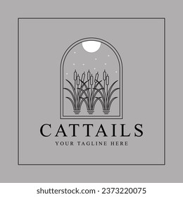 cattails icon template simple minimalist vector illustration vintage graphic design