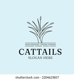cattails line art logo, icon and symbol, vector illustration design