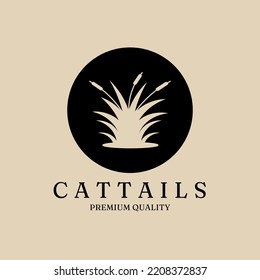 cattails line art logo, icon and symbol, vector illustration design