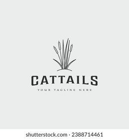 cattails line art logo vector illustration template graphic design