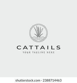 cattails line art logo vector illustration template graphic design