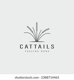 cattails line art logo vector illustration template graphic design