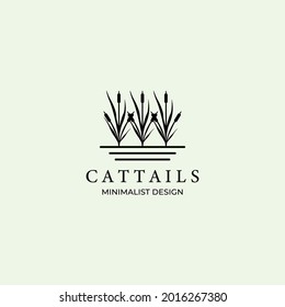 cattails logo icon design minimalist vector illustration wave